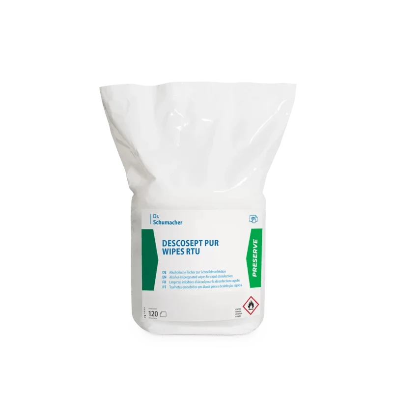 Dr. Schumacher Descosept Pure Wipes RTU Asciugamani di disinfezione - 120 asciugamani | Pacchetto (120 pezzi)
