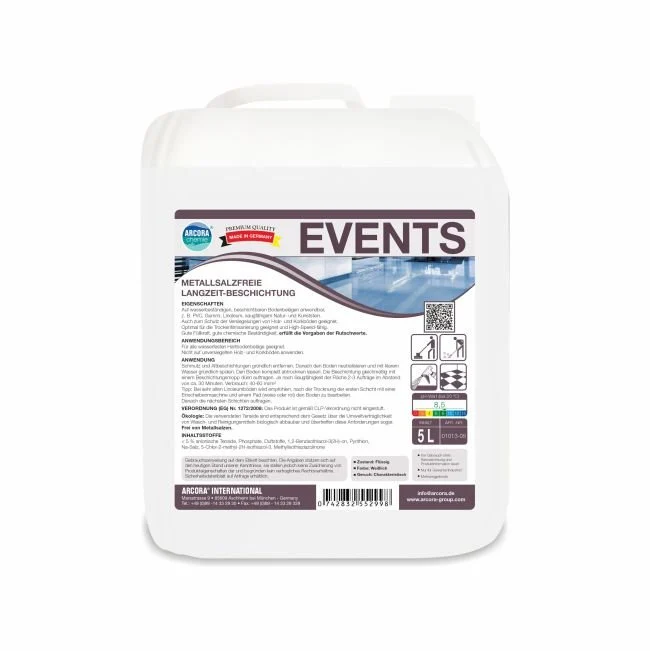 Arcora Events Rivestimento a lungo termine privo di sali metallici | Tanica (5 l)