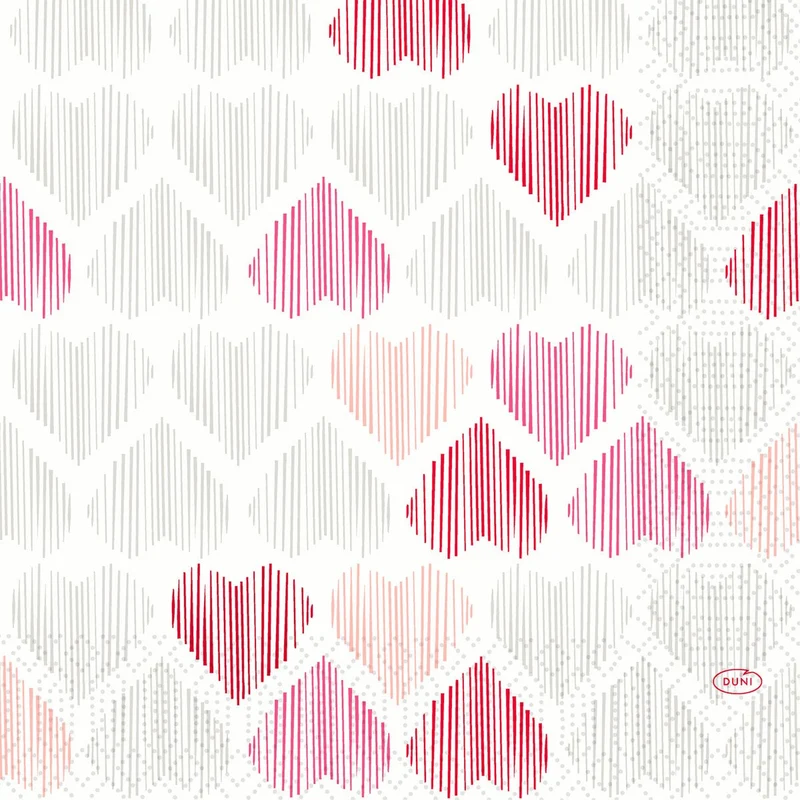 Tovaglioli in carta a trama cellulare 33x33 cm, a 3 veli, Amour | Confezione (50 tovaglioli)