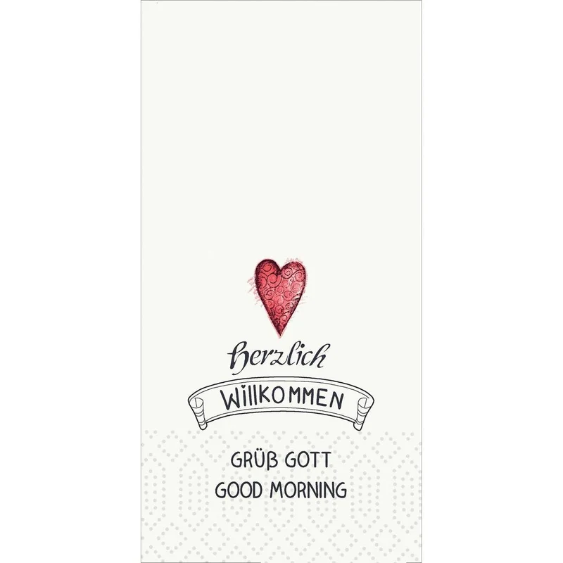 Tovaglioli di carta 33x33 cm, 2 strati, Benvenuto di cuore | Confezione (300 tovaglioli)