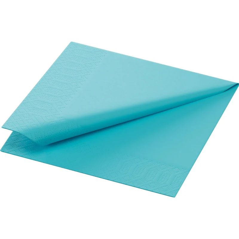 Tovaglioli di cellulosa 24x24 cm, 3 strati, blu menta | Confezione (250 tovaglioli)