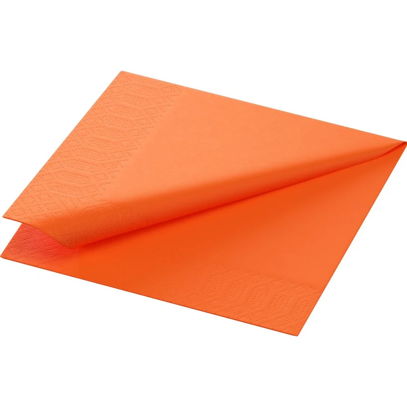 Tovaglioli di cellulosa 24x24 cm, 3 veli, arancioni - 250 pezzi | Confezione (250 tovaglioli)