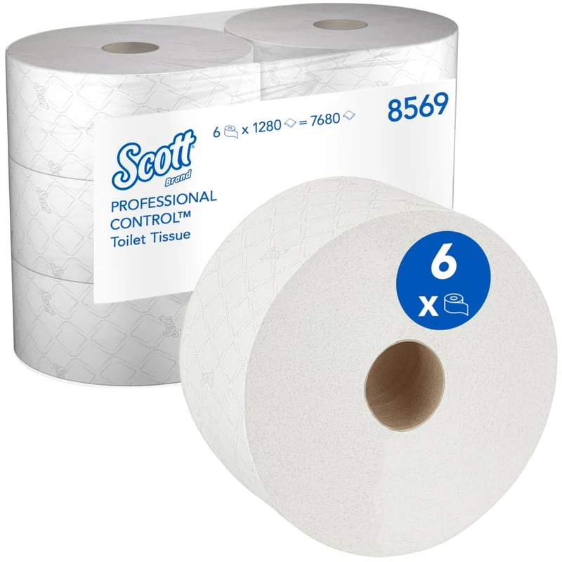 Carta igienica Scott® Control ™ - rimozione centrale / bianco / 314m - 6 rotoli x 1280 fogli di tessuto toilette | Cartone (6 ruoli)
