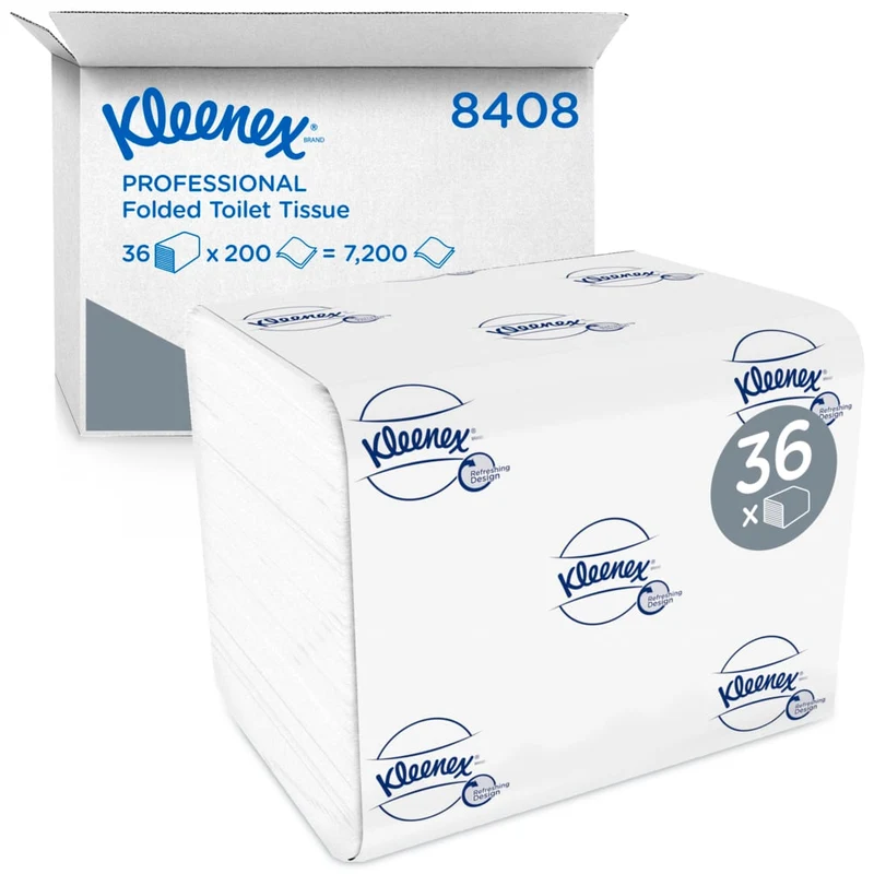 Carta igienica Kleenex® - singolo -leafsytem / bianco / 200 - 36 pacchetti x 200 fogli di tessuto igienico | Cartone (36 pacchetti)