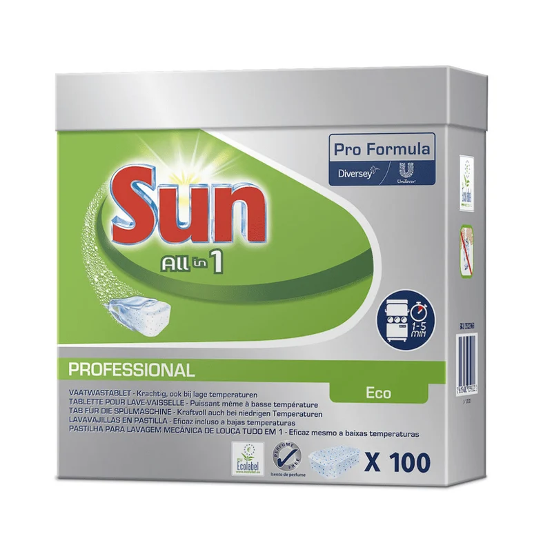Sun Professional All in One Eco Tabs Dishwear Cleaner Tabs | Pacchetto (100 pezzi)