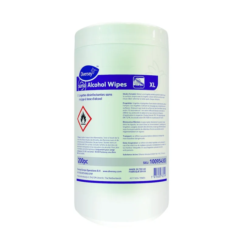 SUMA Alcool salviette, asciugamani di disinfezione superficiale pronti per l'uso, con alcol | CAN (200 asciugamani)