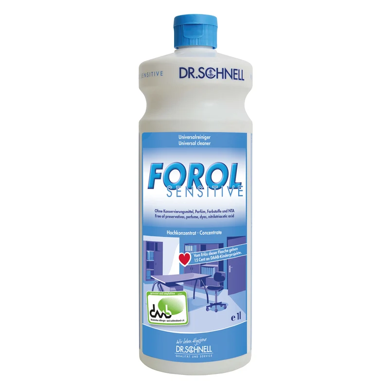 Dr. Schnell Forol Detergente Universale Sensibile, senza profumi e coloranti, per la pulizia delle superfici | Bottiglia (1 l)