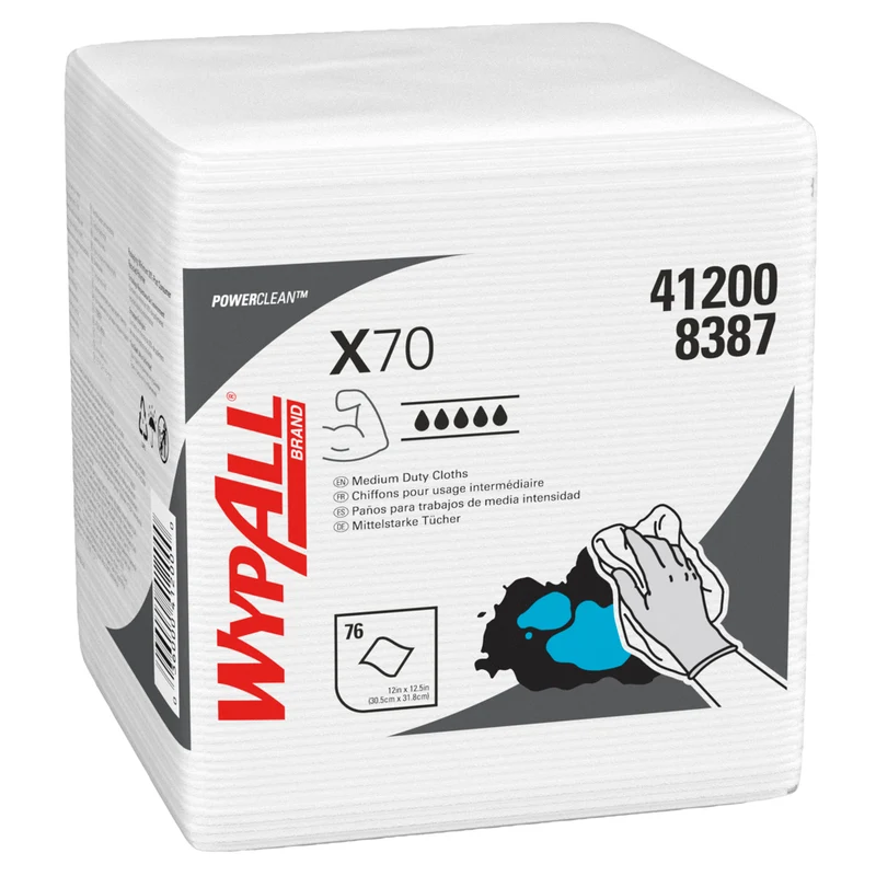 WYPALL® X70 PowerClean - Quarto piegato / bianco - 12 borse x 76 fogli | Cartone (12 borse)