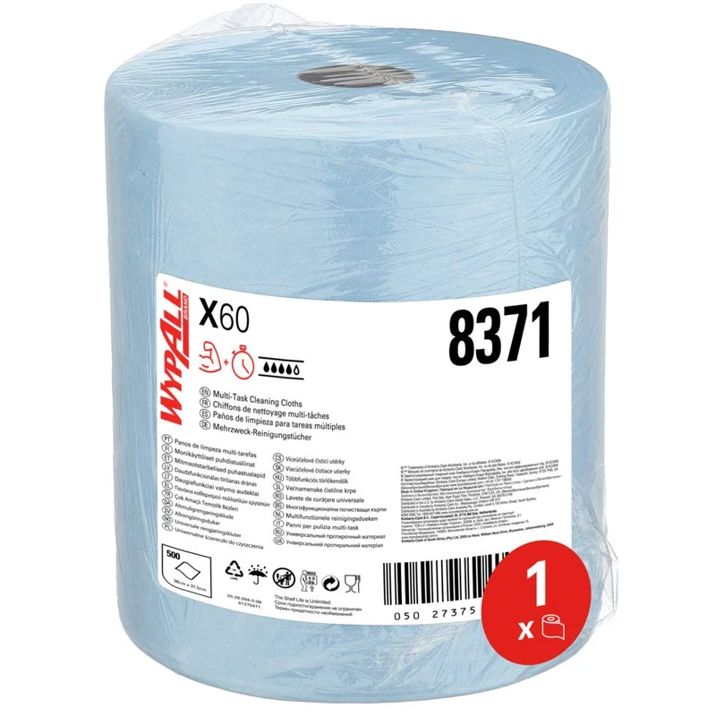 Wypall® x60 General Clean - Grand Roll / Blue - 1 rotolo x 500 fogli | Cartone (1 rotolo)