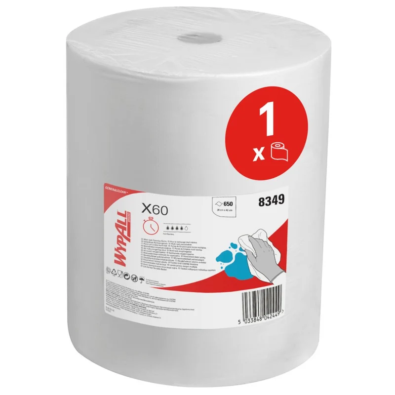 Wypall® x60 Genrale Clean - Grand Roll / White - 1 rotolo x 650 fogli | Cartone (1 rotolo)