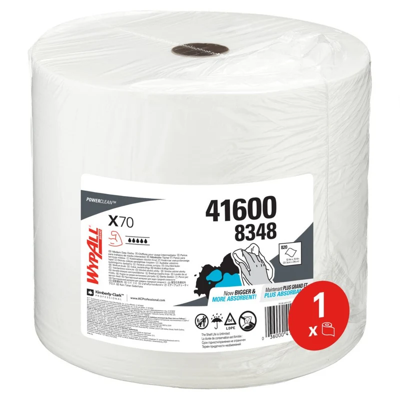 Wypall® x70 PowerClean - rotolo grande / bianco - 1 rotolo x 870 fogli | Cartone (1 rotolo)