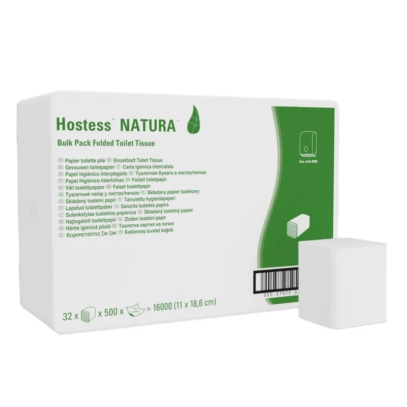 Hostess ™ Natura Wilet Paper - foglie a foglia singola / bianco / 500 - 32 pacchetti x 500 fogli di tessuto toilette