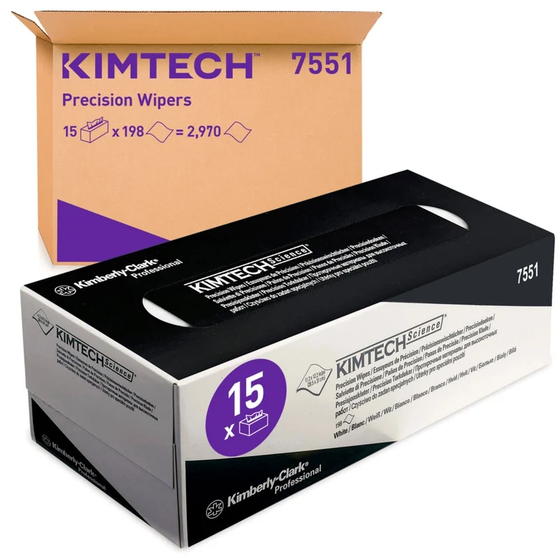 Asciugamani di precisione di Kimtech® Science - Box pluck / bianco / grande - 15 cartoni x 196 fogli | Cartone (15 scatole)