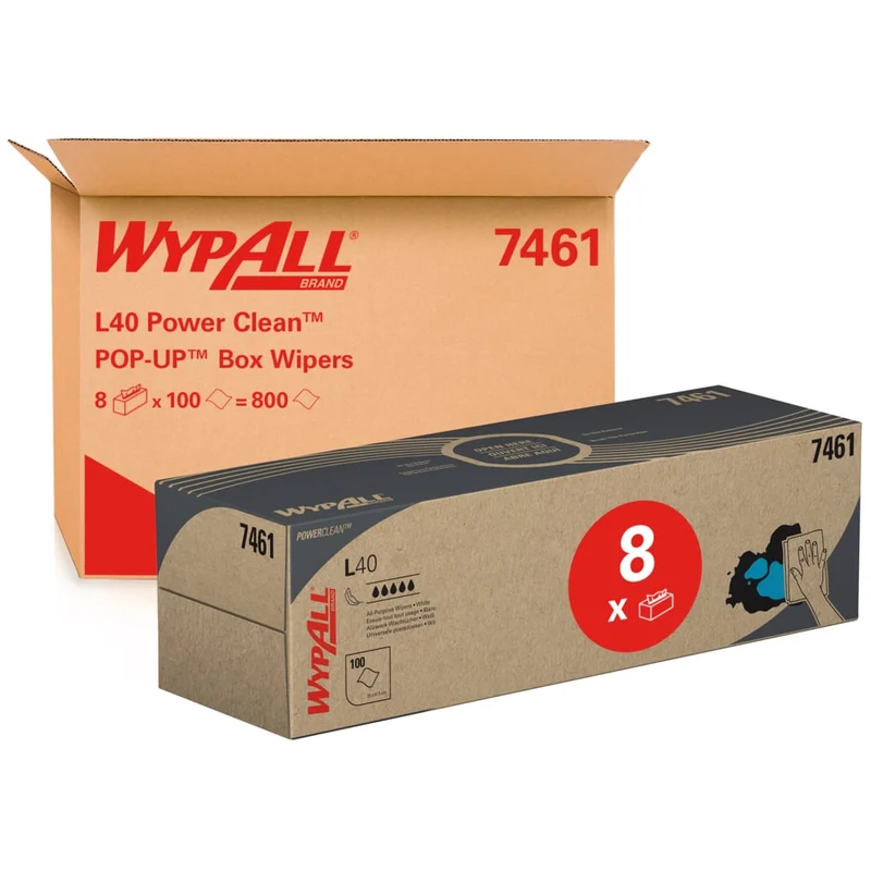 Wypall® L40 PowerClean - Box pizzicante / bianco - 8 cartoni x 100 fogli | Cartone (8 scatole)