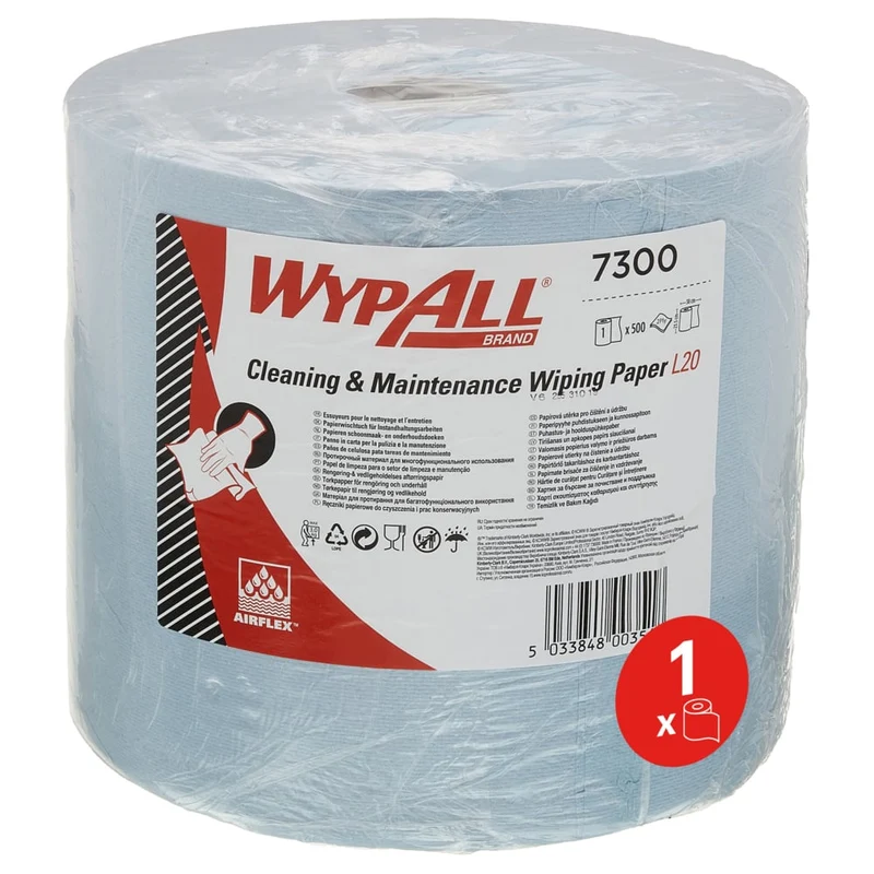 WYPALL® L20 Wiping di carta per lavori di manutenzione - grande ruolo / blu - 1 rotolo x 500 fogli | Cartone (1 rotolo)
