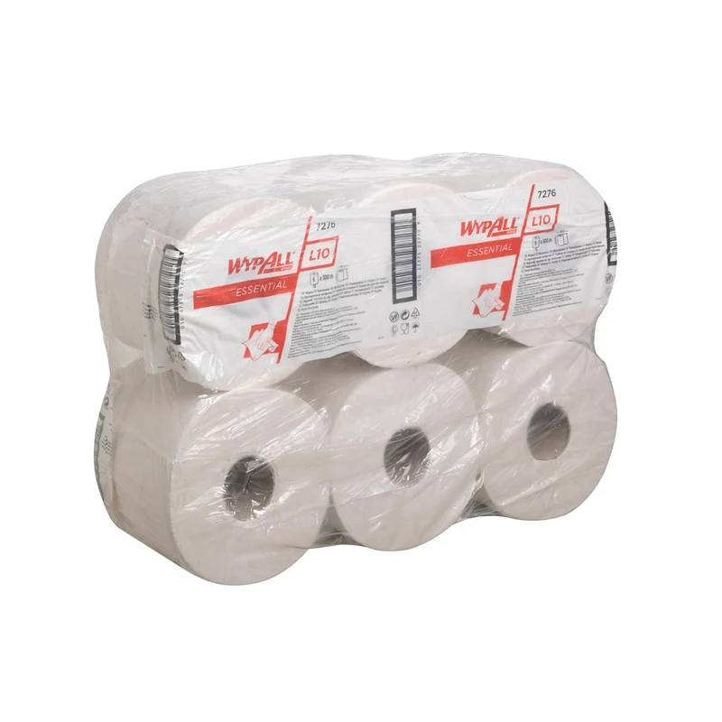 WYPALL® L10 Wipes Essential - Rimozione centrale / Bianco - 6 rotoli x 1 foglio | Cartone (6 ruoli)