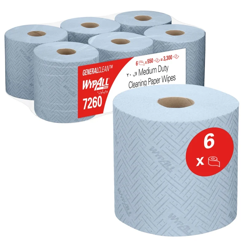 Wypall® L20 General Clean - Centrefed per Reach+™ / Blue / 2 -Layer - 6 rotoli x 550 fogli | Cartone (6 ruoli)