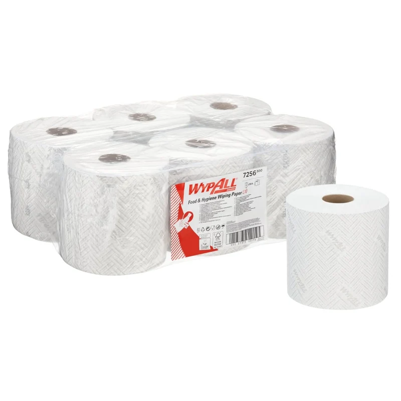 Wypall® L10 tovagliolo di carta per cibo e igiene - rimozione centrale / bianco - 6 rotoli x 800 fogli | Cartone (6 ruoli)