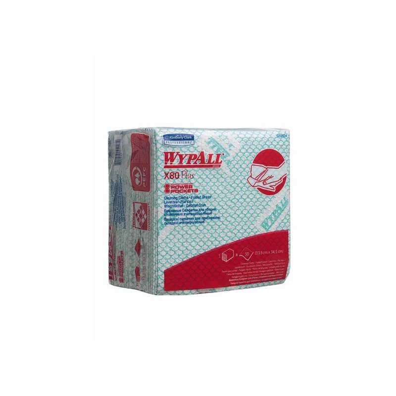 Wypall® X80 Plus Critical Clean - Quarto piegato / verde - 8 sacchi x 30 fogli | Cartone (8 borse)