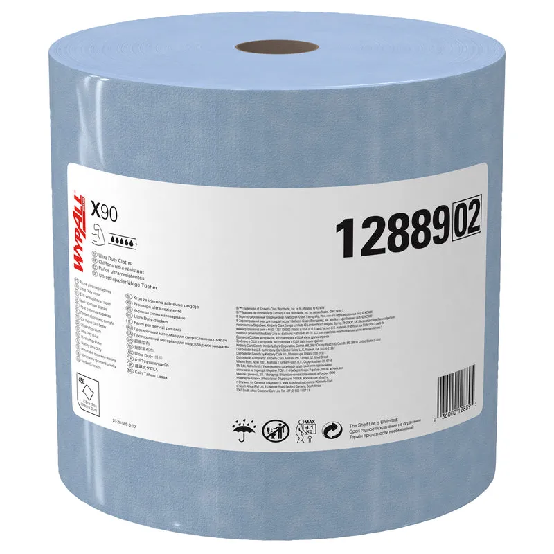 WYPALL® X90 PowerClean - Roller / blu grande - 1 rotolo x 450 fogli | Cartone (1 rotolo)
