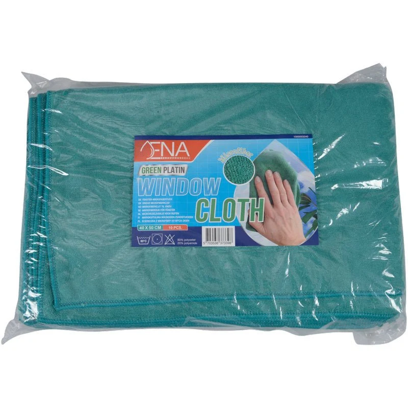 Panno in microfibra ENA Platin per finestre, 40x50 cm, Verde | Confezione (10 pezzi)