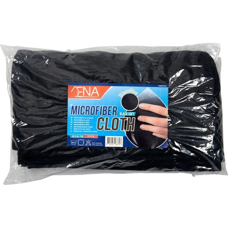 Panno in microfibra, ENA Soft, 40x40 cm, Nero | Confezione (10 pezzi)