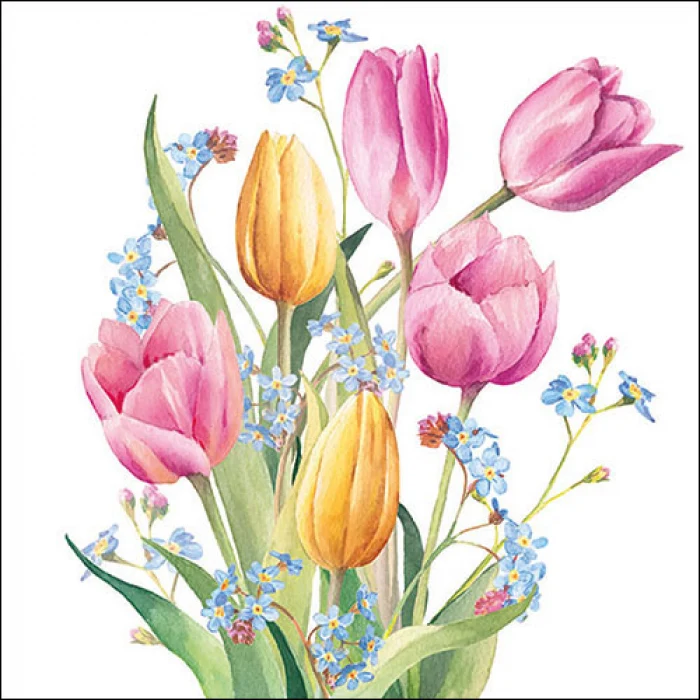 Tovaglioli in carta "Tulips bouquet" - pacco da 20