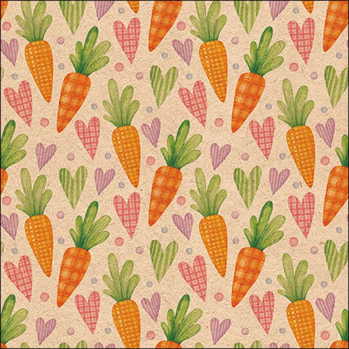 Tovaglioli in carta " Carrots and hearts nature" - pacco da 20