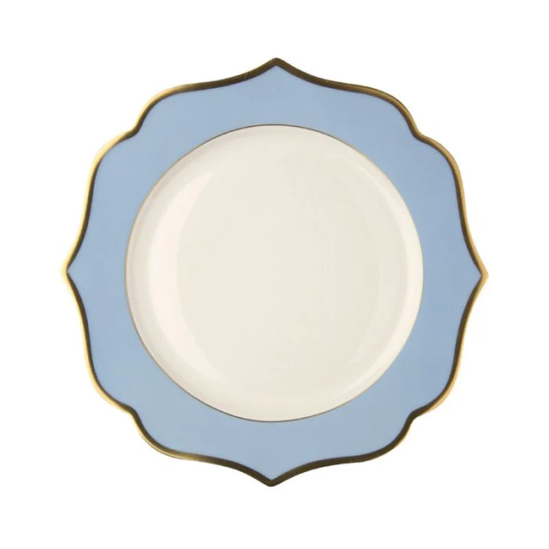 Servizio di 6 piatti piani "IONICA ORO & CELESTE" Ø 26,5 cm