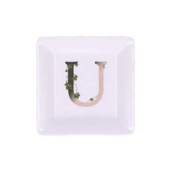 Piattino in porcellana bianca "Lettera U" Unitable