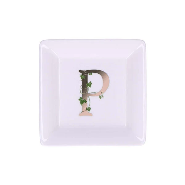 Piattino in porcellana bianca "Lettera P" Unitable