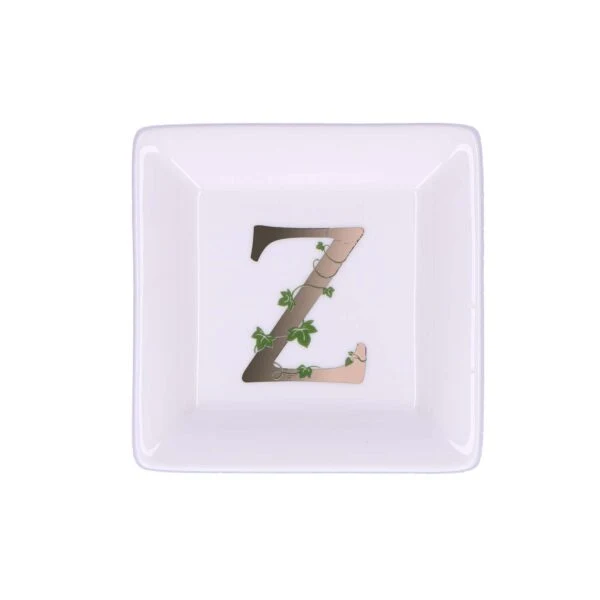 Piattino in porcellana bianca "Lettera Z" Unitable