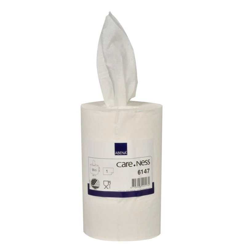 Asciugamano mini, 1 strato, 20 cm x 120 m, bianco | Cartone (12 pacchetti)