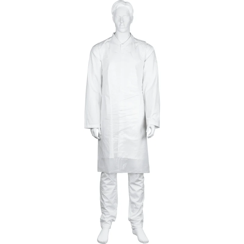 Grembiule monouso, Bloccato, 75x125 cm, 18 my LDPE, Bianco | Confezione (50 pezzi)