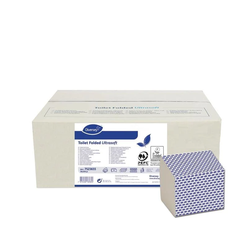 Carta igienica «Folded» Ultrasoft 36x250 pezzi, carta igienica in fogli singoli, in cellulosa, bianca | Cartone (36 confezioni)