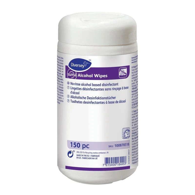 SUMA Alcool Wipes, Donente Disinfectant Can | Pacchetto (150 asciugamani)