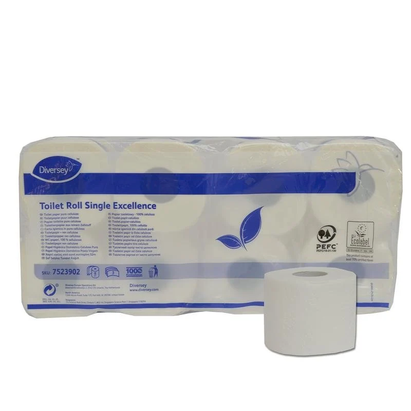 Carta igienica Eccellenza singola, toilette - qualità migliore, polpa pura, 3 -layer, bianco alto, 250 foglie/rotolo | Pacchetto (8 ruoli)