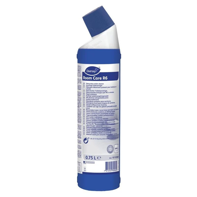 Room Care R6, periodic toilet and pissoirin cleaner, based on hydrochloric acid | Bottiglia (750 ml)