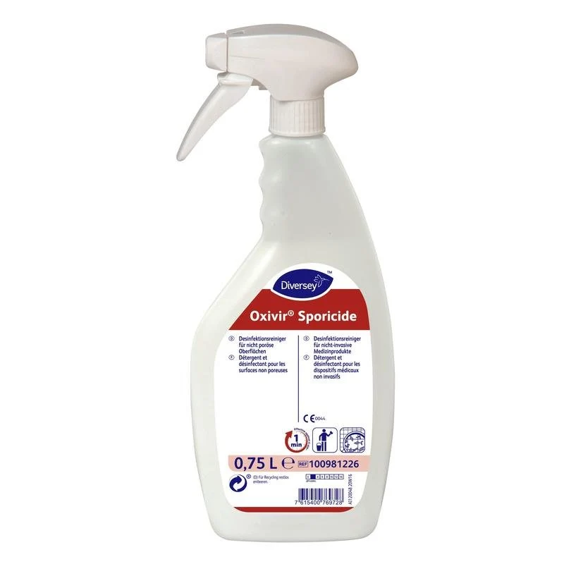 Oxivir Sporicida, detergente per disinfezione con AHP, pronto per l'applicazione, con spruzzatore in schiuma | Bottiglia (750 ml)