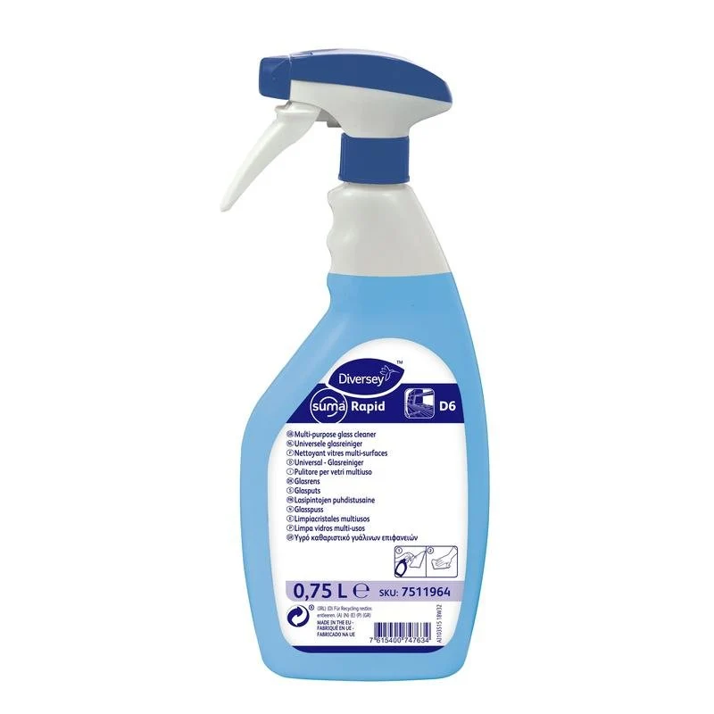 Suma Rapid D6, vetro universale e detergente per superficie | Bottiglia (750 ml)