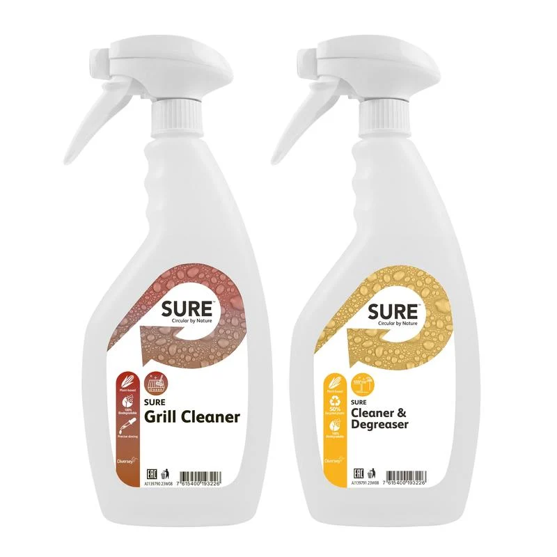 Trigger Spray Bottle, bottiglia con detergente Sura e Degreeaker + Etichetta Cleaner Grill Sure | Bottiglia (1 pezzo)