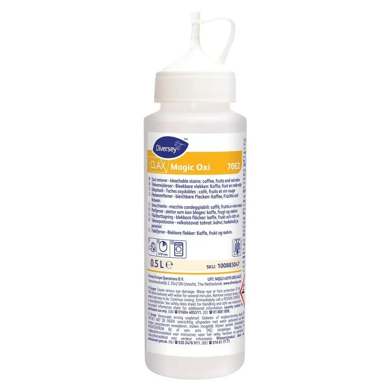Clax Magic Oxi, rimozione delle macchie per caffè, tè e vino rosso | Bottiglia di dosaggio (500 ml)