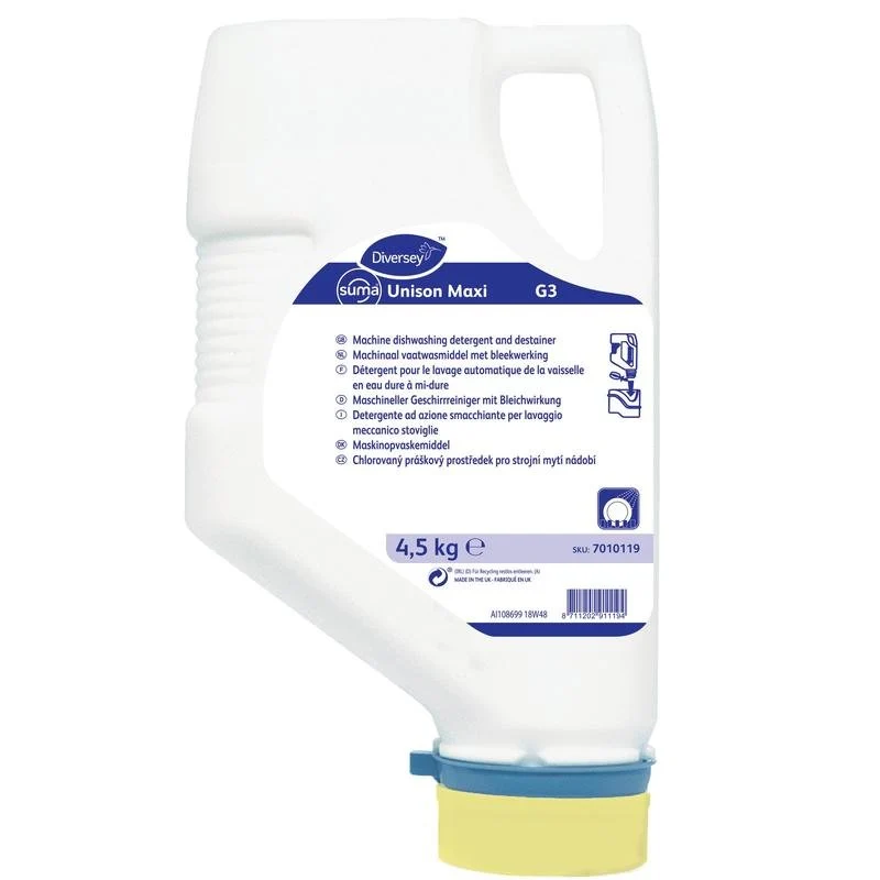 SUMA Unison Maxi G3, detergente per la lavastoviglie per medio e duro, cloro -contenente | Cartring (4500 g)