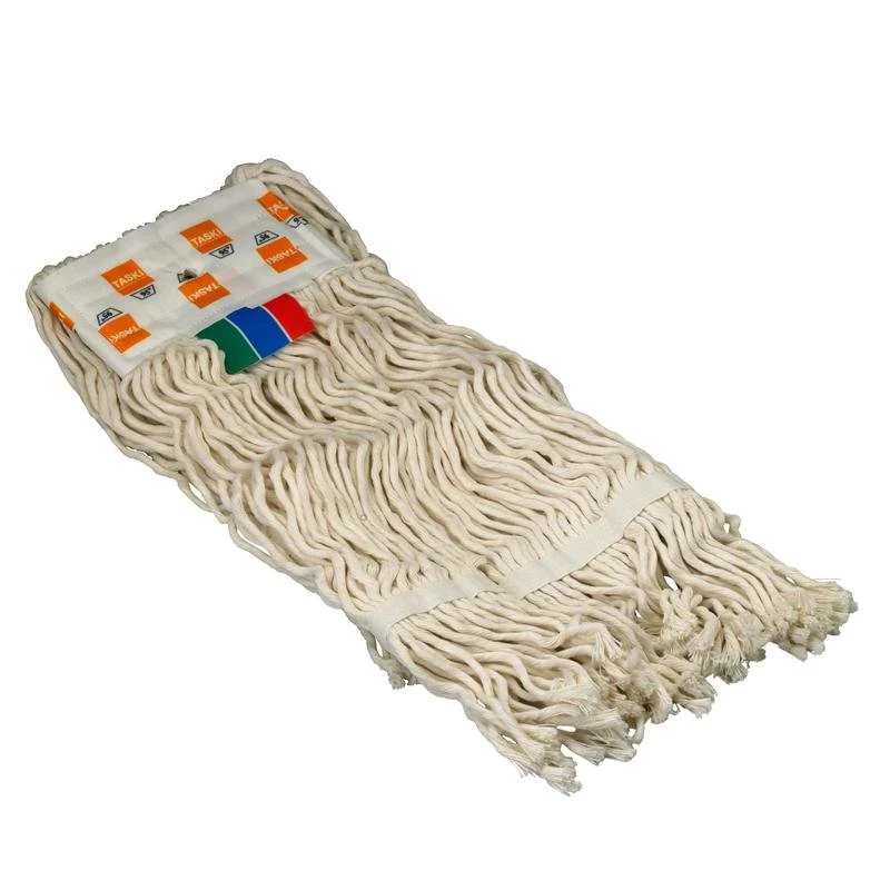Taski Duo Mop Fransen (300 g), frange di cotone al 100% assorbenti con rinforzo del nastro, lavabile fino a 95 ° C | Cartone (2 pacchetti)