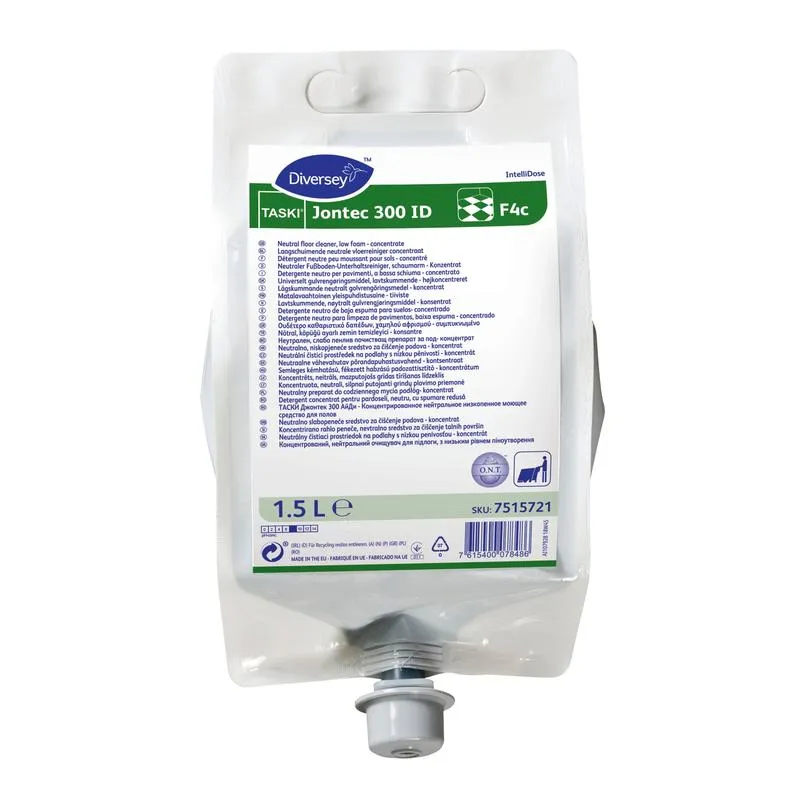 Taski Jontec 300 Intellidosi, detergente per la potenza di manutenzione del pavimento, per il sistema Taski Intellidosi, ad alto concentrato | Borsa (1500 ml)