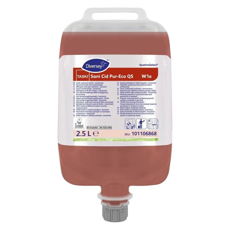 Taski sani cid pur-eco qs, detergente per manutenzione sanitaria, base dell'acido citrico naturale, ad alto concentrato, certificazione ambientale dell'UE | BASS (2500 L)