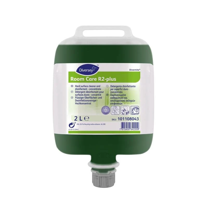 Assistenza ambiente R2 Plus, liquido, detergente per superficie disinfettante, concentrato ad alto contenuto | Sacchetto (2 l)