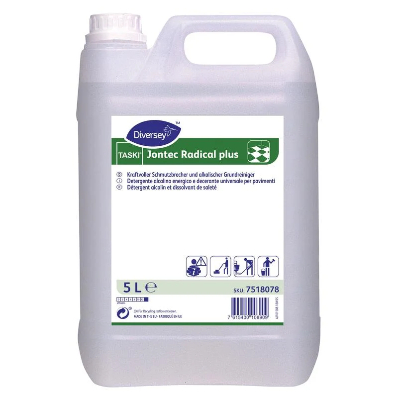 Taski Jontec Radical Plus, potente detergente di base e interruttore sporco per i rivestimenti alcali -best | Contenitore (5 L)