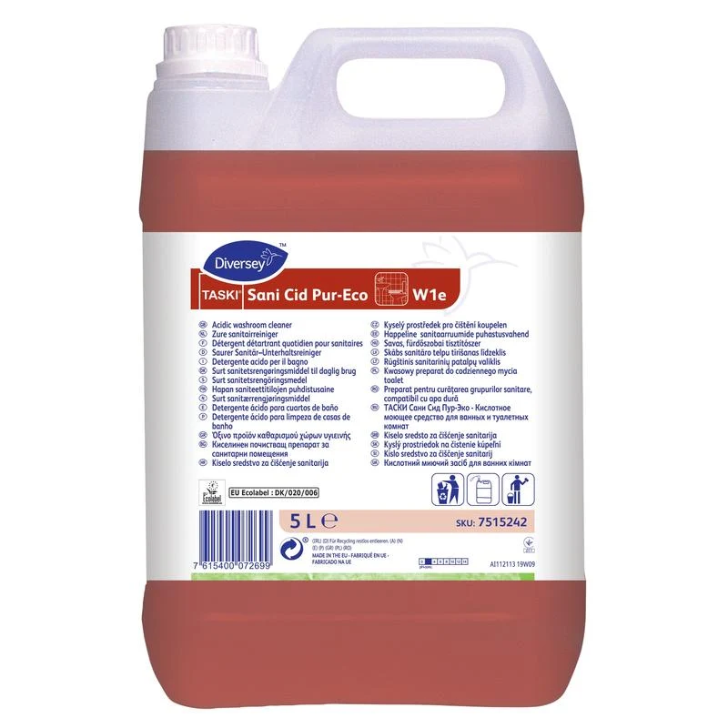 Taski sani cid pur-eco, detergente per manutenzione sanitaria, base dell'acido citrico naturale, certificazione ambientale dell'UE | Contenitore (5 L)
