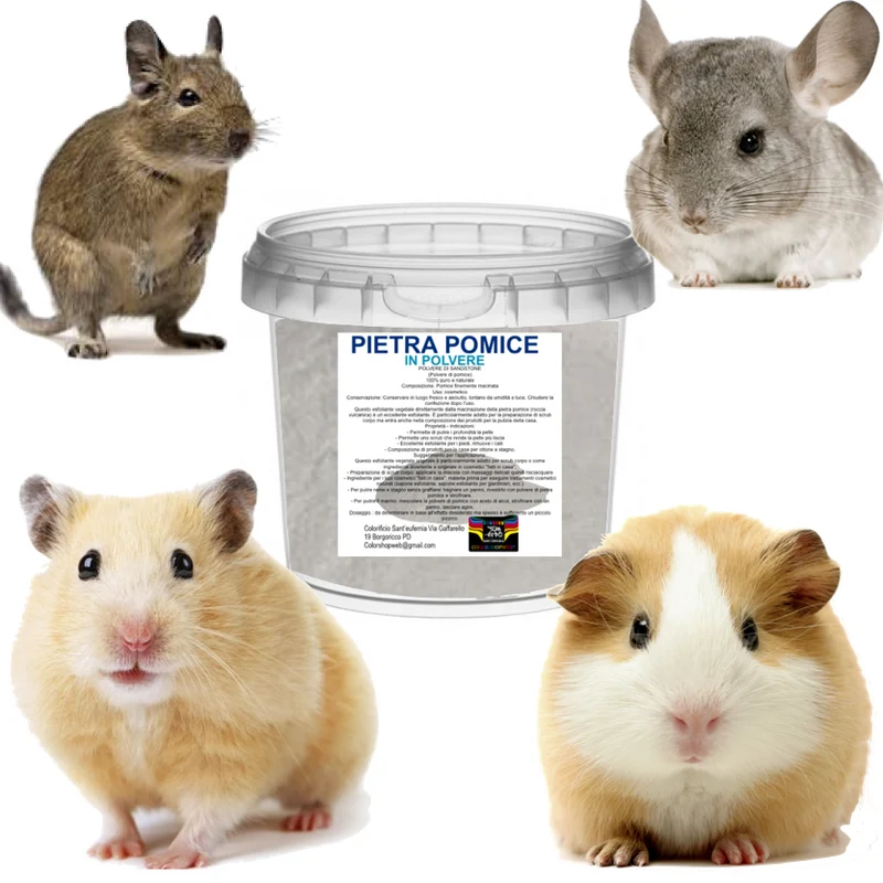 Polvere da Bagno per Cincillà e Animali Piccoli Sabbia di Pomice Detergente Naturale e Pura per la Pulizia di Degu, Criceti e Gerbilli